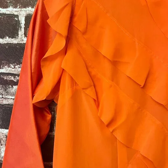 Anewsta Orange Layered Ruffle Maxi Dress - Picture 10 of 15